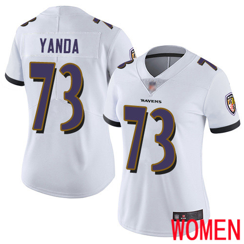 Baltimore Ravens Limited White Women Marshal Yanda Road Jersey NFL Football 73 Vapor Untouchable